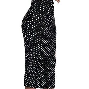 Polka Dot Midi Skirt - Black and White